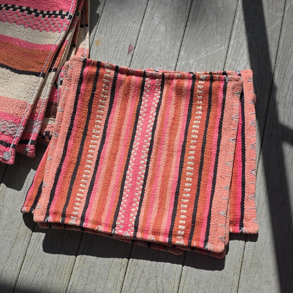 Striped Pink and Orange Cloth Pillowcases